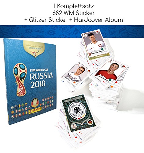 CAGO Unbekannt Panini WM 2018 Sticker - Komplettsatz + Glitzer + Hardcover Album (682 STK.) von Bluecraft