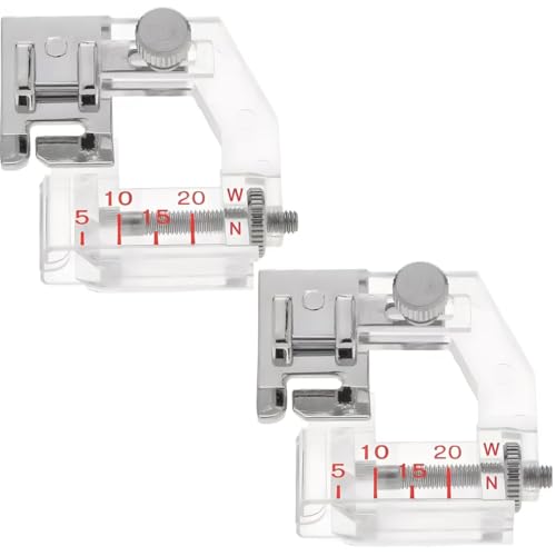 2 Stück Bias Tape Presser Foot,Fuß für Schrägband,Schrägband-Einfasser Einstellbar,Nähfuß Schrägband,Nähmaschinen Schrägbandnähfuß,Verstellbarer Nähfuß Schrägband,Geeignet für Haushaltsnähmaschinen von CAIHINIER