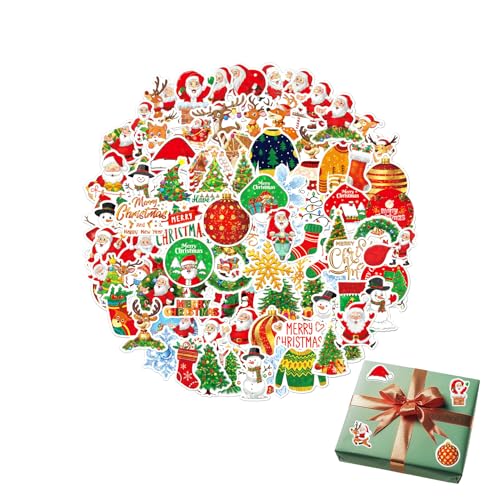 100 Stück Weihnachtssticker Selbstklebend,Sticker Weihnachten Kinder Aufkleber Weihnachtsaufkleber Wichtel Christmas Stempel Pvc-Plastik Stickers Vinyl Weihnachtensticker Weihnachts,für Weihnachtsdeko von CAIKAILIOR