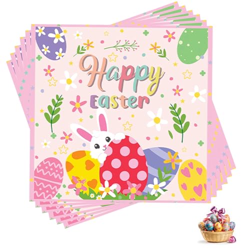 20 StüCk Servietten Ostern Frühling,Osterservietten Oster Papierservietten Tischdeko Osterdeko Blumen Bunt Eier Hasen Muster Einweg Papier Personalisiert Geschenk Set für Erwachsene Kinder Geschenke von CAIKAILIOR