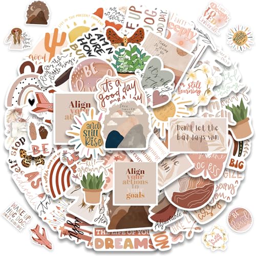 50 Stück Sticker Aesthetic Set,Vintage Aufkleber,Boho-motivierende Stickers,Kindle Sticker Kinder Wrwachsene,für Scrapbook Book Fotoalbum Laptop Handyhülle Koffer Snowboard Skateboard Motorrad Fahrrad von CAIKAILIOR