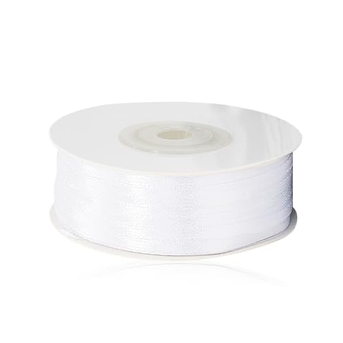 91 Meter Schleifenband Weiss,Geschenkband Weiss Satinband,Schleifenband Hochzeit Deko,Dekoband Weißes Seidenband Satinbänder Band Ribbon Weiß,Für Geschenkverpackung Basteln Weihnachten Geburtstag von CAIKAILIOR