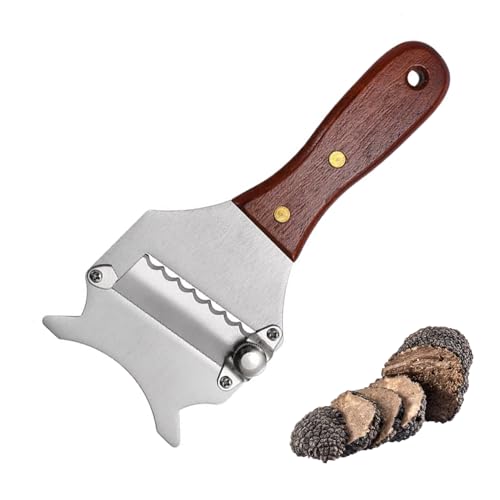 Trüffelhobel,Trüffelreibe Butter Schwarze Trüffel Reibe Cheese Hobel Käsehobel Edelstahl Cutter mit Holzgriff Verstellbarer Maker Käsemesser Manuell,für Küche Parmesanreibe (mit Griff) von CAIKAILIOR