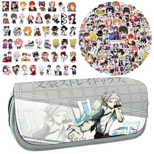 Bungo Stray Dogs Acryl-Ständer Figur Doppelseitiger Druck Transparente Acryl Ornamente 6 Stück und 100 Stück Anime Cartoon Aufkleber Trolley Taschen Laptop Wasserdichte Aufkleber Set (Typ 1) von CAIYLAI