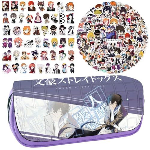 Bungo Stray Dogs Acryl-Ständer Figur Doppelseitiger Druck Transparente Acryl Ornamente 6 Stück und 100 Stück Anime Cartoon Aufkleber Trolley Taschen Laptop Wasserdichte Aufkleber Set (Typ 2) von CAIYLAI