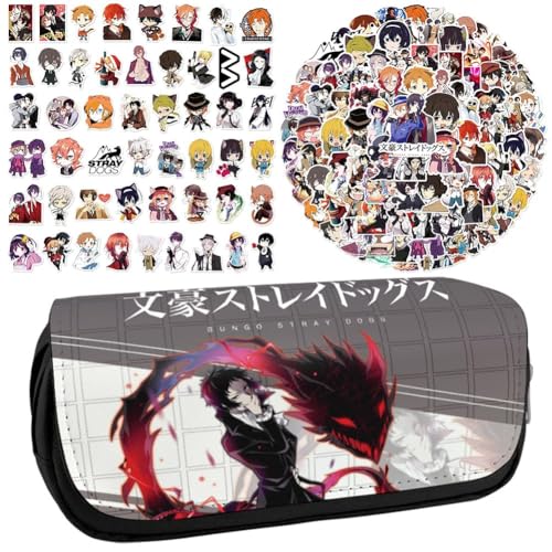 Bungo Stray Dogs Acryl-Ständer Figur Doppelseitiger Druck Transparente Acryl Ornamente 6 Stück und 100 Stück Anime Cartoon Aufkleber Trolley Taschen Laptop Wasserdichte Aufkleber Set (Typ 3) von CAIYLAI