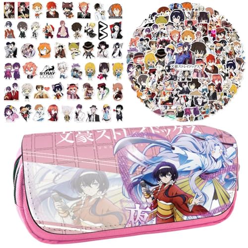 Bungo Stray Dogs Acryl-Ständer Figur Doppelseitiger Druck Transparente Acryl Ornamente 6 Stück und 100 Stück Anime Cartoon Aufkleber Trolley Taschen Laptop Wasserdichte Aufkleber Set (Typ 4) von CAIYLAI