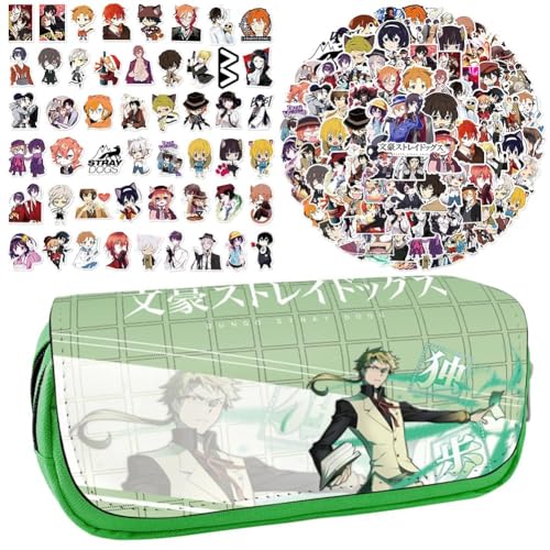 Bungo Stray Dogs Acryl-Ständer Figur Doppelseitiger Druck Transparente Acryl Ornamente 6 Stück und 100 Stück Anime Cartoon Aufkleber Trolley Taschen Laptop Wasserdichte Aufkleber Set (Typ 5) von CAIYLAI