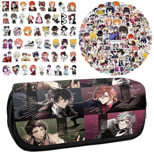 Bungo Stray Dogs Acryl-Ständer Figur Doppelseitiger Druck Transparente Acryl Ornamente 6 Stück und 100 Stück Anime Cartoon Aufkleber Trolley Taschen Laptop Wasserdichte Aufkleber Set (Typ 7) von CAIYLAI