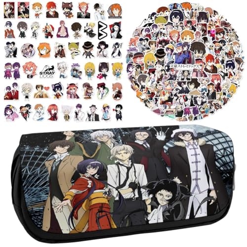 Bungo Stray Dogs Acryl-Ständer Figur Doppelseitiger Druck Transparente Acryl Ornamente 6 Stück und 100 Stück Anime Cartoon Aufkleber Trolley Taschen Laptop Wasserdichte Aufkleber Set (Typ 8) von CAIYLAI