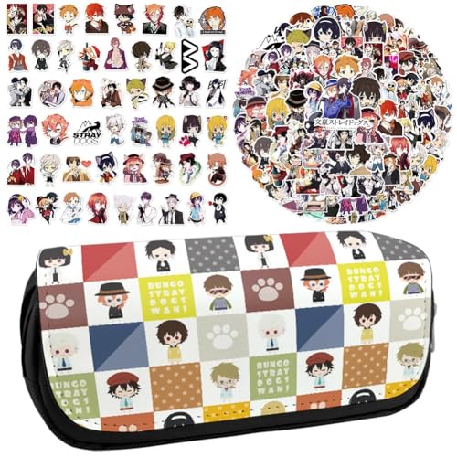 Bungo Stray Dogs Acryl-Ständer Figur Doppelseitiger Druck Transparente Acryl Ornamente 6 Stück und 100 Stück Anime Cartoon Aufkleber Trolley Taschen Laptop Wasserdichte Aufkleber Set (Typ 9) von CAIYLAI