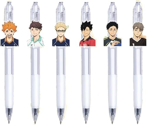 CAIYLAI Haikyu!! Kunststoff-Lineal (20 cm), Kugelschreiber (0,5 mm), schnell trocknender Gelschreiber mit flüssiger schwarzer Tinte, Büro, Studenten, Schule, Schreibwaren-Set (Haikyu-Kugelschreiber – von CAIYLAI