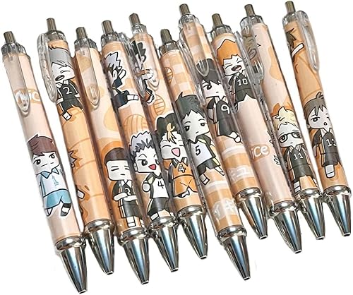 CAIYLAI Haikyu!! Kunststoff-Lineal (20 cm), Kugelschreiber (0,5 mm), schnell trocknender Gelschreiber mit flüssiger schwarzer Tinte, Büro, Studenten, Schule, Schreibwaren-Set (Haikyu-Kugelschreiber – von CAIYLAI