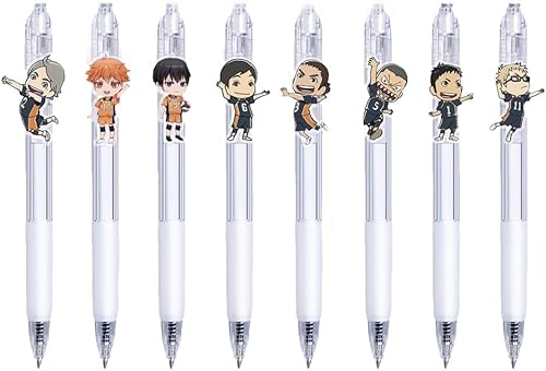 CAIYLAI Haikyu!! Kunststoff-Lineal (20 cm), Kugelschreiber (0,5 mm), schnell trocknender Gelschreiber mit flüssiger schwarzer Tinte, Büro, Studenten, Schule, Schreibwaren-Set (Haikyu Schreibwaren-Set von CAIYLAI