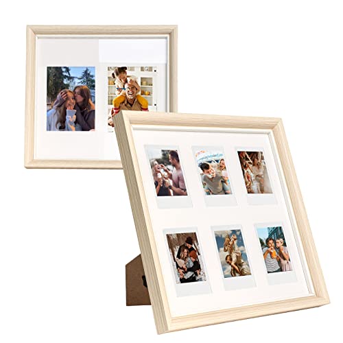 CAIYOULE Bilderrahmen aus Holz, 2,15 x 3,4 cm, für Polaroid-Rahmen mit mehreren Öffnungen für Instax Mini 5,1 x 7,6 cm, 10,2 x 15,2 cm Fotos, multifunktionales Display für Wandtischplatte, 1 Rahmen von CAIYOULE