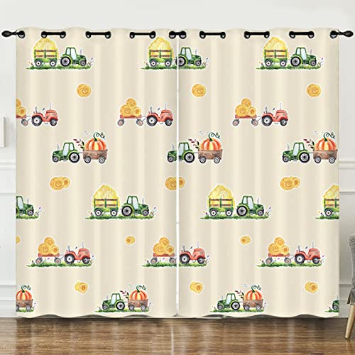 CAIZHE Verdunklungsvorhänge Mit Ösen 2Er Einfach Cartoon Bauernhof Auto Set Verdunklungsgardine Kurzgardine Verdunkelungs- Und Wärmevorhang Hitzeschutz Für Wohnzimmer Kinderzimmer 200X214CM von CAIZHE