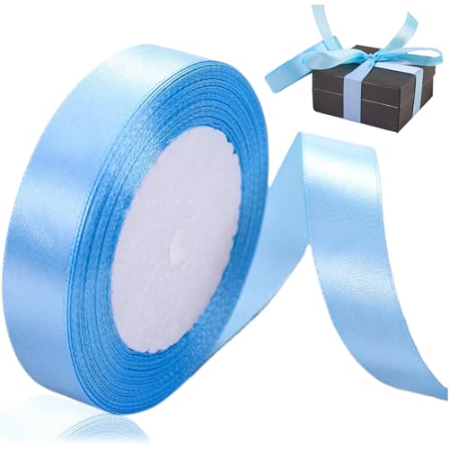 1 Roll Blue Ribbon, 0,79 Zoll x 25 Meter Blaues Satinband Polyester Himmelblau Ribbon Hellblau Ribbon für Geschenkverpackungen, Weihnachtsdekoration, Kunsthandwerk, Haarbögen, Kränze von CAKEEYUM