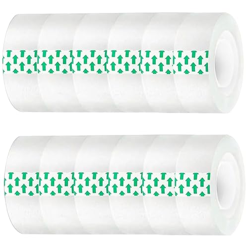 12pcs Clear Tape 82ft Langes Bopp -Klebeband mit 0,7 '' Breite Starke Haftung transparenter Klebebandspender Nachfüllrollen mit ausgezeichneter Haltestrom zum Versiegelungs- und Beschriftungsschutz von CAKEEYUM