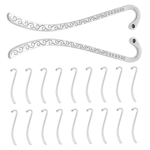 20pcs Metall -Lesezeichen, 3,3 x 0,1 Zoll gebogene DIY -Lesezeichen mit Loch, perlbare Lesezeichen mit Schnitzereien für Schüler, Schriftsteller, Leser und E. von CAKEEYUM