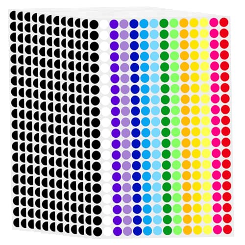 2800 Stücke/Set 12,7 mm Punktaufkleber, 14 Farben kleine Aufkleber, Preisaufkleber für Flohmarktverkauf, Polka Round -Farb -Coding -Etiketten Aufkleber für Kleinkinder Klassenzimmer Büro Kitchen Klas von CAKEEYUM