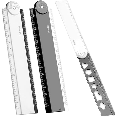 2pcs Faltlineer, 12 -Zoll -Einstellungswinkel -Finder in Kartensteckplatz, gerade Linie/Wellen-/Geometrie -Winkel Lineal mit klarem Maßstab, tragbares Winkelmesswerkzeug von CAKEEYUM