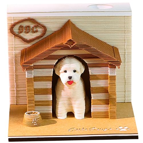 3D -Memo -Pad süßer Hund dekorativer Stressabbau 3D -Notizblock mit Stifthalter Büro Wohnzimmer Schreibtisch Memo -Pad Geschenk für Kollegen Freund 3D Memo Pad Memo Pads 3D Notepad Time Stück Kalende von CAKEEYUM