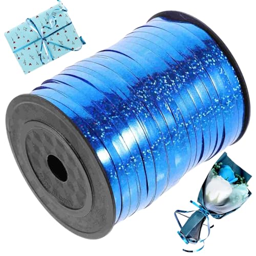 500 Meter glänzende blaue Lockenbänder, Band für Geschenkverpackung, Partyfestivaldekoration für Partys, Floristen, Hochzeiten, Partydekorationen, Kunsthandwerk und Geschenkverpackung..Blue Blue Ribb von CAKEEYUM