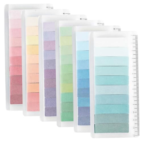 6 Set Book Tabs, 900pcs Gradient SCHREIBUNG STANDATION TAB in 60 Farben, neu positionierbare japanische Papierkleber -Registerkarten zum Lesen von Notizen, Markieren von Büchern und Organisieren von von CAKEEYUM