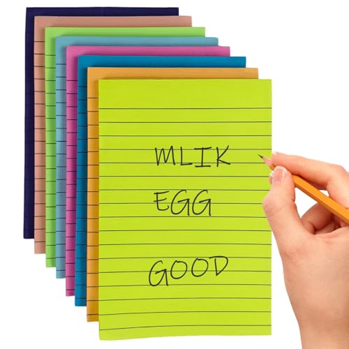 8 Pack -Sticky Notes 4x6, 50 Laken/Pack helle klebrige Notizpolster, farbenfrohe Sticky -Noten mit Leitungen, Notizpolster für Büroschule Schreibtischzubehör von CAKEEYUM