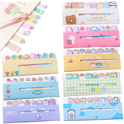 8PCS Mini Sticky Notes, 120 Blätter 8 Styles Kawaii Sticky Notes Index Tabs, beschreibbare Sticky Note -Flaggen, wiederverwendbare lustige Sticky -Notizen -Lesezeichen für Büroschulenzubehör von CAKEEYUM