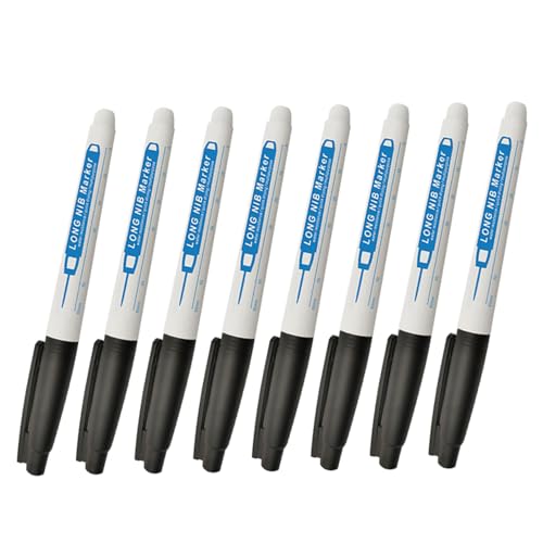 8pcs Marker Stifte Kunststofffeinspitzenmarker mit Kohlenstoffstahl Langes Nib tragbare Konstruktionsmarkierungen mit wasserdichten Tinte für Baupositionen Holzbearbeitung Dekoration von CAKEEYUM