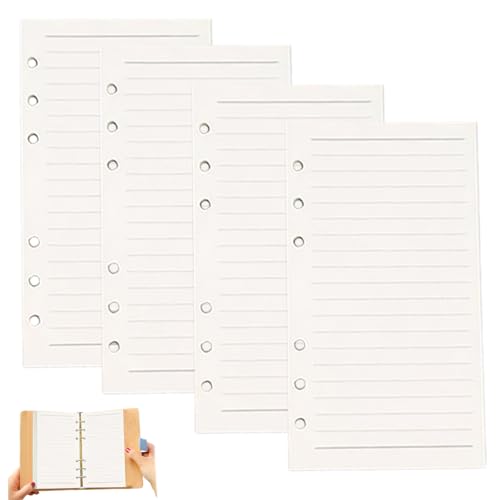 A6 Nachfüllpapier, 4 Pack 45 Blätter A6 Bindemperpapier, 6 Löcher aus lockerem Blattpapier, glattes Schreiben von A6 Planer Inserts für Journal -Notebook -Tagebuch DIY -Projekte von CAKEEYUM