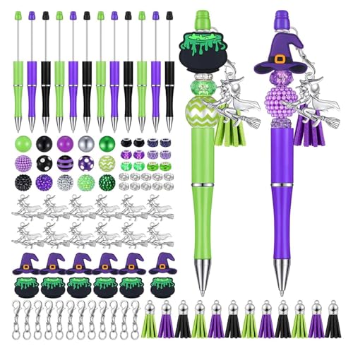 CAKEEYUM Perlenstifte 1 Set Halloween-Perlenstifte DIY Friendly Perlen Stifte mit Charme 9,5 Zoll Halloween Stifte für Schule, Büro, Halloween-Geschenke von CAKEEYUM