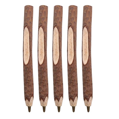 Holzstift, 5pcs Naturholzstift, dreidimensionale Nicht-Schlupf-Kugelschreiber, glattes Schreiben von schwarzen Tintenstiften für Büroschulengeschenke von CAKEEYUM