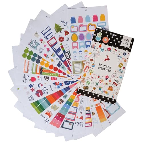 Planer Sticker 1345 Aufkleber 28 Blatt Scrapbook Sticker 4.7x7,9 Zoll Papierjournalaufkleber Lustige Diy -Kalender -Aufkleber Planer Journaling Supplies von CAKEEYUM