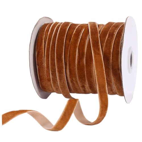 Samtband 1 Roll 50YD x 1 cm diy-freundlich dekoratives helles Kaffeeband Chinlon-Handwerksband für Geschenkverpackung, Bugherstellung, Kranz, Blumenstrauß von CAKEEYUM