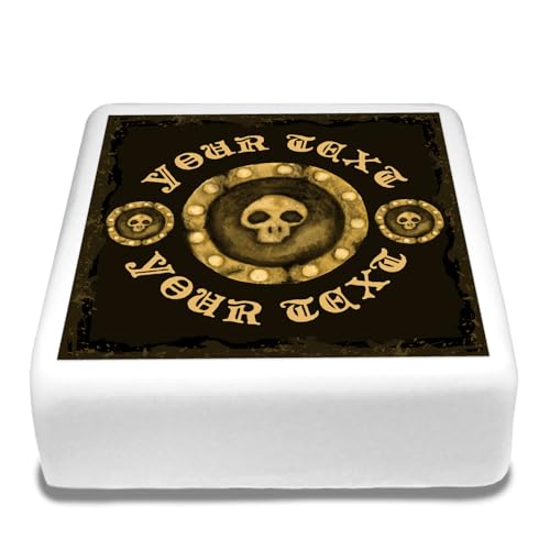 Cakeshop Quadratische Personalisierte Essbare Tortendekoration Piratenschatztruhe Gold| Benutzerdefiniertes Bild & Name| Für Geburtstage & Feiern| Mehrere Formen & Größen| Zuckerguss & Oblatenpapier von CAKESHOP edible cake toppers EST. 2012