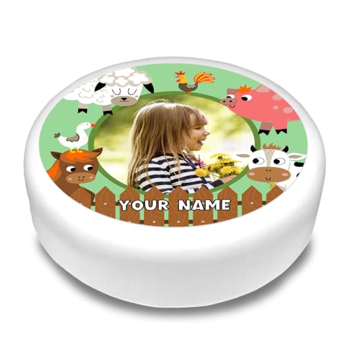 Cakeshop Runde Personalisierte Essbare Tortendekoration Bauernhoftiere Freunde | Benutzerdefinierter Text oder Name | Für Geburtstage & Feiern | Mehrere Formen & Größen | Zuckerguss & Oblatenpapier von CAKESHOP edible cake toppers EST. 2012