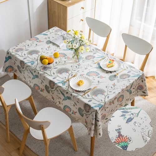 CALIYO Tischdecke, Tischdecke Abwaschbar Baumwolle und Leinen, Gartentischdecke 3 Farben verfügbar, Table Cloth Wasserdicht, Ölbeständig, Tischtuch für Esstisch, Küche, Wohnzimmer Küche, Wohnzimmer von CALIYO