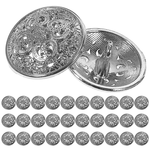 CALLARON 30 Pcs Runde Hohle Metallknöpfe - 18 Mm Silberne Flachmantelknöpfe Ersatzknöpfe für Jacken Hosen Taschen Mäntel Jacken Hemden Hosen Und Nähen von CALLARON