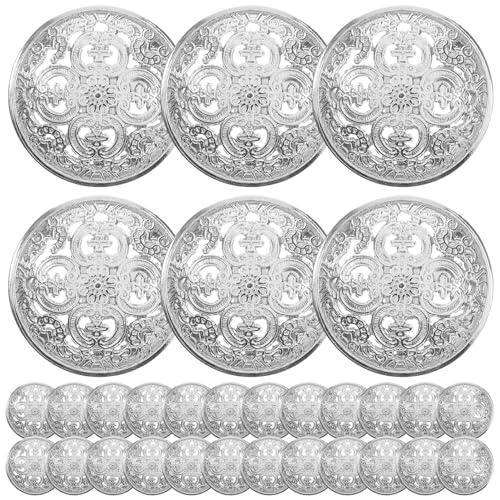 CALLARON 30Pcs Runde Hohle Metallknöpfe - 25 Mm Silberne Flachmantelknöpfe Ersatzknöpfe Für Jacken Hosen Taschen Mäntel Jacken Hemden Hosen Und Nähen von CALLARON