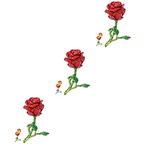 CALLARON 3st Rose Schmuckschatulle Rosa Girlande Künstliche Rosenblätter Ringelblume Schmuckstück Hohe Künstliche Rose Party Schatz Dekorationen Hortensie Blumen Schmuck Magnet Rot von CALLARON