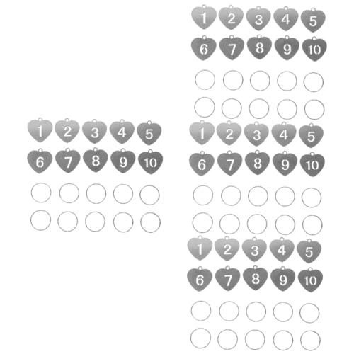 CALLARON 4 Sätze Nummernschild Etikett Schleife Zahlen Bausatz Kette Karten Schlüssel Gepäck Nummerierte Schilder Aus Titanstahl Nummerierte Metallschilder Stahl Silver 10 Stück * 4 von CALLARON