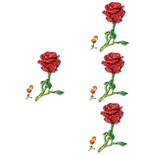 CALLARON 4 Stück Rose Schmuckschatulle Blumen Schmuck Hochzeit Ringelblume Rosenstrauß Fleur Künstlich Funkeln Schmuckstück Rosa Schatz Gefälscht Party Hortensie Girlande Rot Magnet von CALLARON