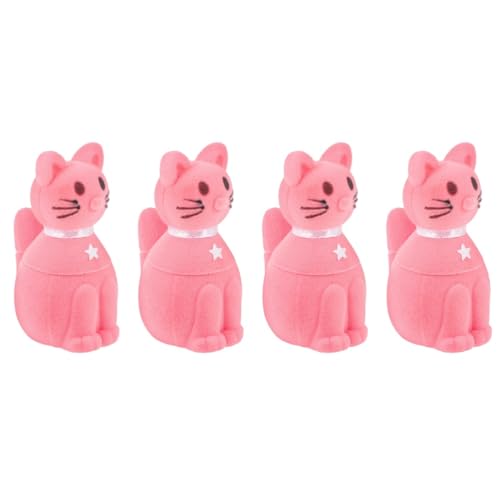 CALLARON 4Er Schachtel katze schmuckschatulle für valentinstag valentinsgeschenk schmuckbox Ohrstecker Etui einzigartig Ringorganisator Eheringboxen für die Zeremonie Plastik Rosa von CALLARON