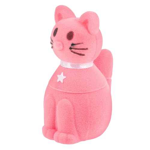 CALLARON Kasten Katze Schmuckschatulle Slot Pop Karte Drei Gold Favorisieren Plüsch Paare Katzenschmuck Explosion Ohrstecker Etui Muttertag Zappeln Hülle Für Hochzeit Braut- Plastik Rosa von CALLARON