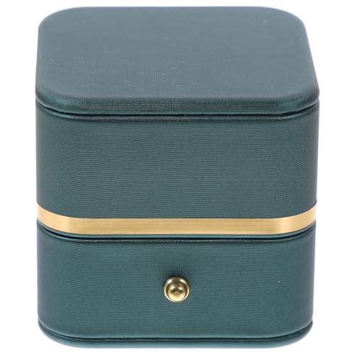 CALLARON Kasten Ringschachtel Reise Schmuckschatulle Ringe Rechteck Schmuck-organizer-ständer Halter Gold Ringboxen Plüsch Versandkartons Etui Für Ohrstecker Pu Dark Green von CALLARON