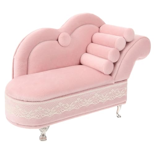 CALLARON Minimöbel Reise Schmuckkästchen Für Frauen Mini Sofa Modell Sofa Schmuckschatulle Retro Niedliche Raumdekoration Puppensofa Möbel Miniatur Sofa Möbel Rosa Sofa Himmelblauer von CALLARON