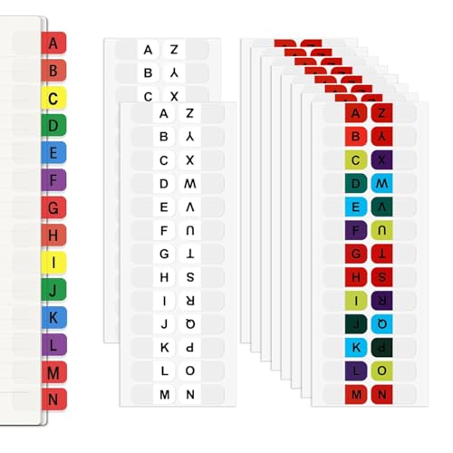 260er Register A-Z, Index Tabs Selbstklebende, Kleine Kleberegister, Alphabetische Registerregister Durchsichtig Etikettenaufkleber, Wasserdicht Register-Indexstreifen für Notizbuch von CALLYSONIC