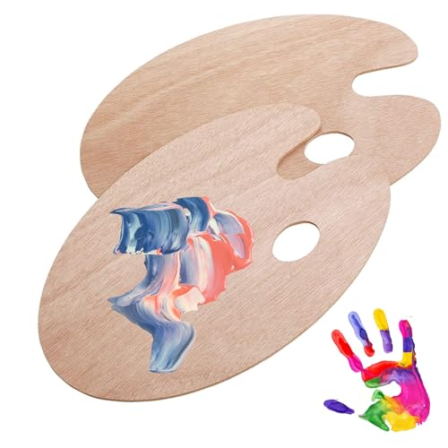 Holz Malen Palette Mischpalette, 2PCS Holz Malen Malpalette Palette malen Runde Mischpalette, inklusive leicht haltendem Aufhängeloch-Design, für DIY Kunst Malerei Öl Acrylmalerei von CALLYSONIC